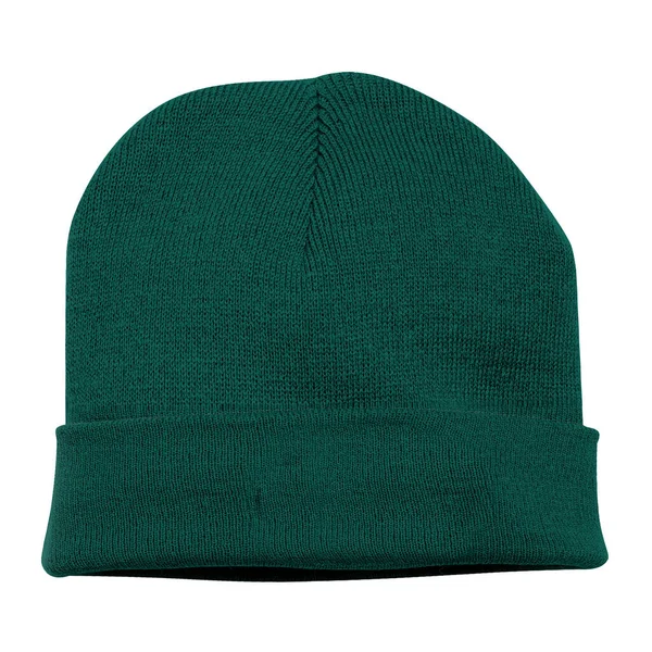 Plak Ontwerp Deze Pretty Beanie Mockup Alpine Green Color Producten — Stockfoto