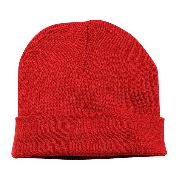 Вставьте Свой Дизайн Довольно Beanie Mockup Огненно Красный Цвет Ваши — стоковое фото