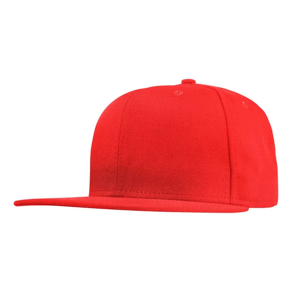 Side Perspective View Luxurious Cap Mockup Fiery Red Color Easy — Stock Photo, Image