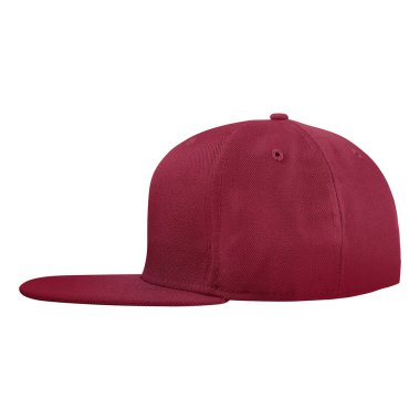 Tüm Tasarımlarınız İçin Özelleştirilebilir Kırmızı Bud Renkli Bu Yan Görünüm Şatafatlı Şapka Modeli, bu güzel makete istediğiniz kadar grafik ekleyin,