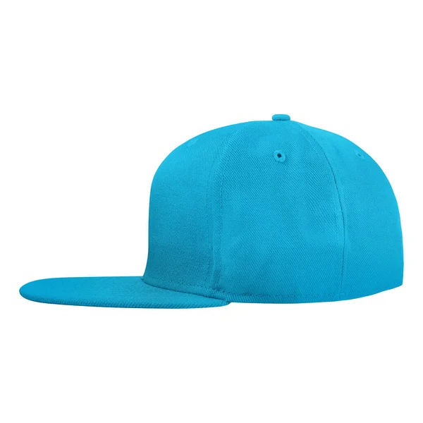 Questa Vista Laterale Lusso Cap Mockup Colore Blu Atollo Personalizzabile — Foto Stock