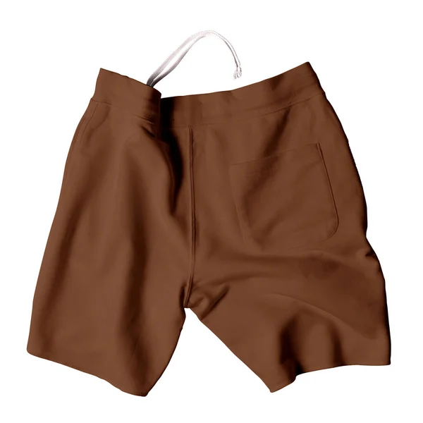 Questa Vista Panoramica Posteriore Incredibili Pantaloncini Mockup Royal Brown Colore — Foto Stock