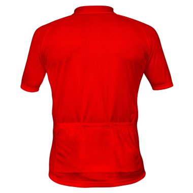 Tasarımlarını en iyi şekilde sergileyebilirsin, bu arka bakış açısıyla, Hibiscus kırmızı renginde motorcu Jersey Mockup 'ı.