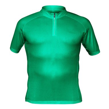 Bu Ön Görünüm Bisikletçi Jersey 'i Zümrüt yeşili rengiyle süslemek tasarımlarınızı fotorealistik bir bakış açısıyla göstermek için yaratıldı..