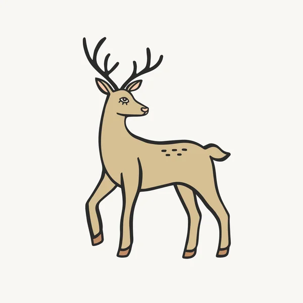 Hand Drawn Vetor Illustration Deer Isolated Light Background — Stock Vector
