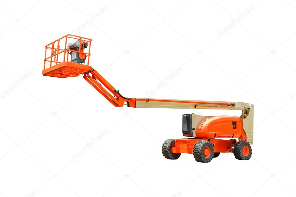 Forklift truck shot on white isolate background with clipping ⬇ Stock