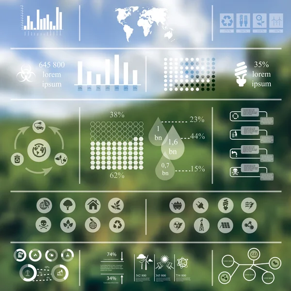 Ecología Infografías fondo borroso — Archivo Imágenes Vectoriales