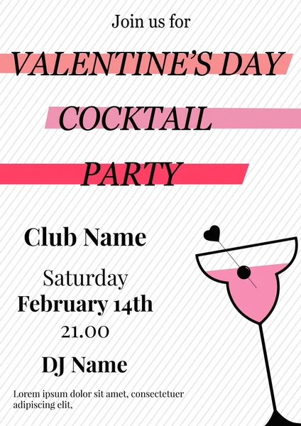 Cocktail party di San Valentino — Vettoriale Stock