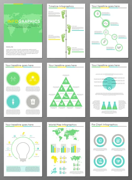 Ekoloji broşür ve Infographic seti — Stok Vektör