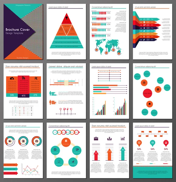 Conjunto de plantillas de diseño de folleto y folleto infográfico — Vector de stock