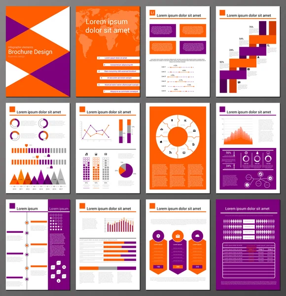 Infographic broşür ve el ilanı tasarım şablonları kümesi — Stok Vektör