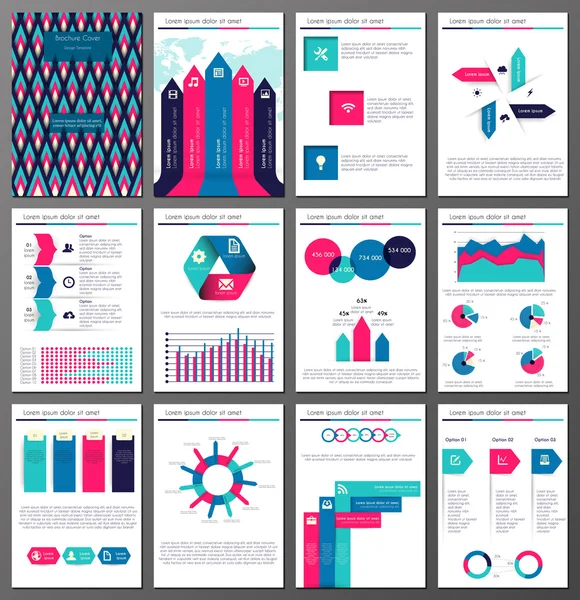 Conjunto de plantillas de diseño de folleto y folleto infográfico — Vector de stock