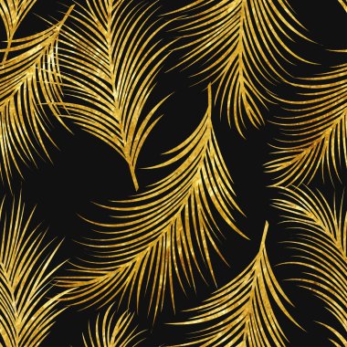 Dikişsiz desen art deco altın palmiye yaprakları
