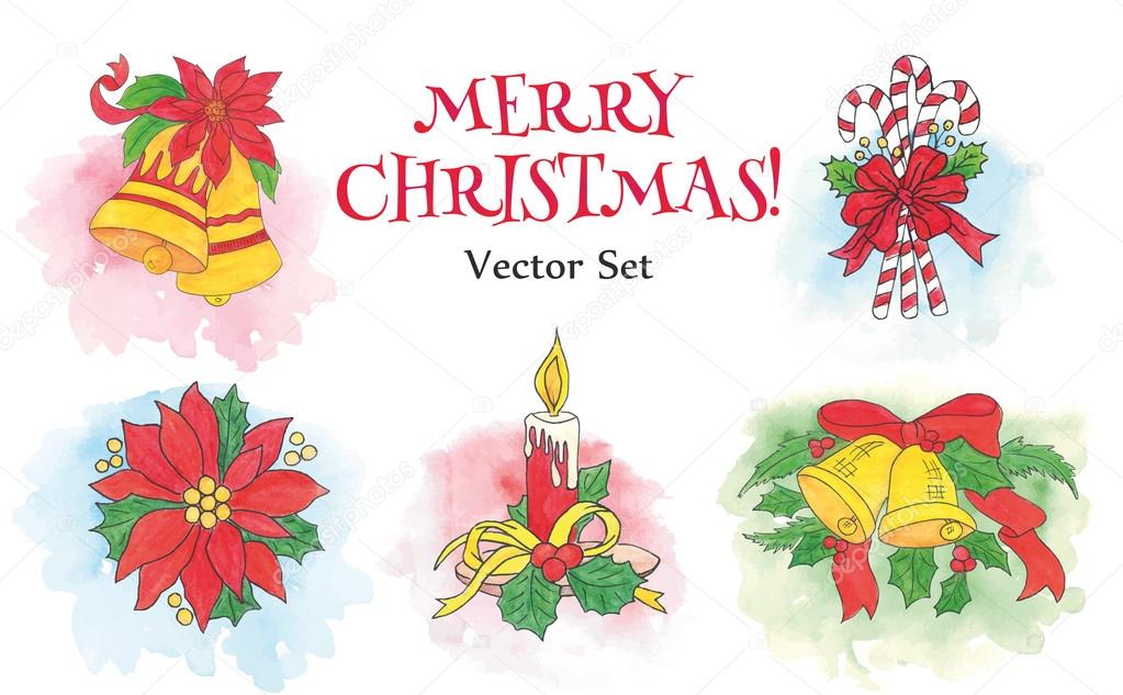 Watercolor Christmas set