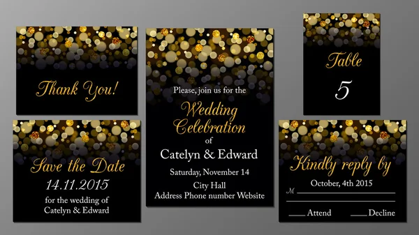 Altın düğün davetiyesi seti