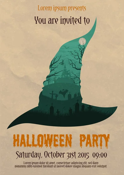 Vintage halloween party hexe poster — Stockvektor