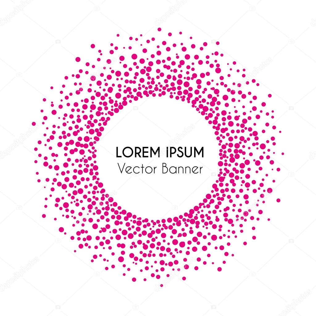 Vector illustration of circle banner and background with pink confetti