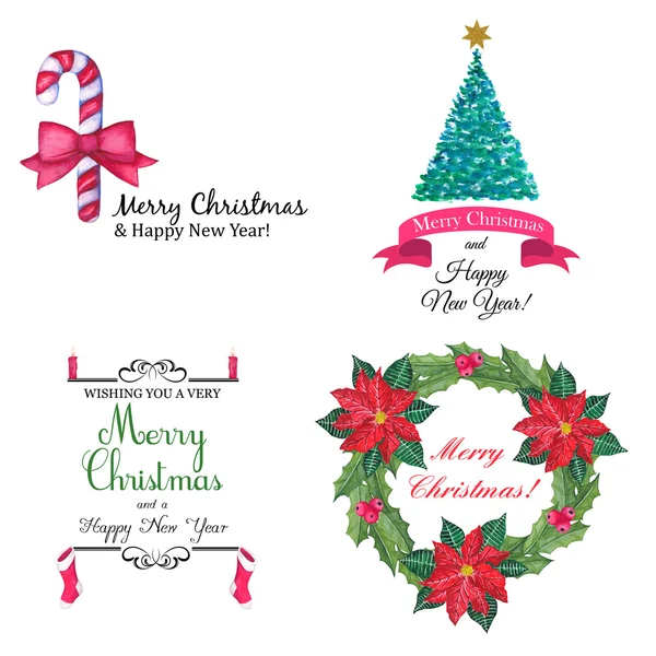 Christmas modern logos set — Stock Vector