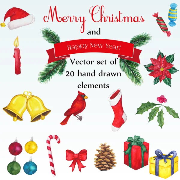 Merry Christmas design elements set — Stock Vector