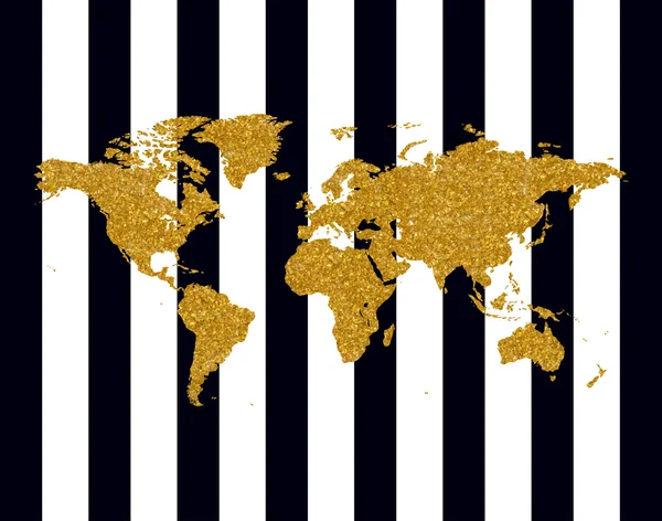 Mappa del mondo dorato Illustrazioni Stock Royalty Free