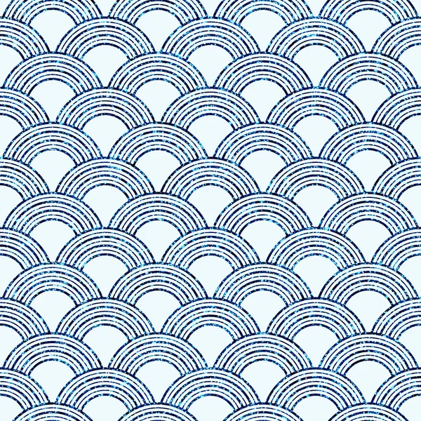 Blå glittrande halvcirkel seamless mönster — Stock vektor