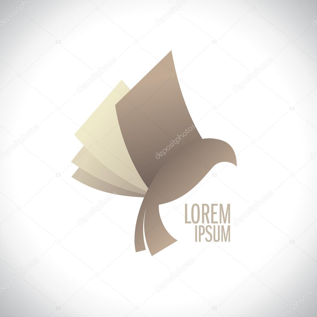 Flying book like bird logo, education concept, book store