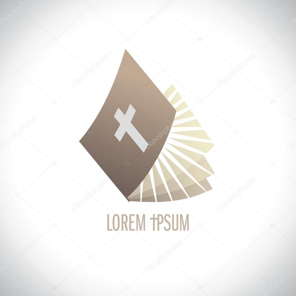 Holy bible vector logo glowing rays of light