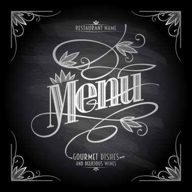 Eski çiçek kara tahta Restoran menü tasarımı