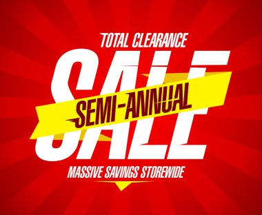 Semi annual sale banner, total clearance clipart
