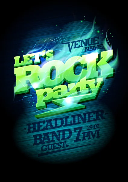 Let 's Rock Party Design, Elektro-Plasma-Schlagzeile — Stockvektor