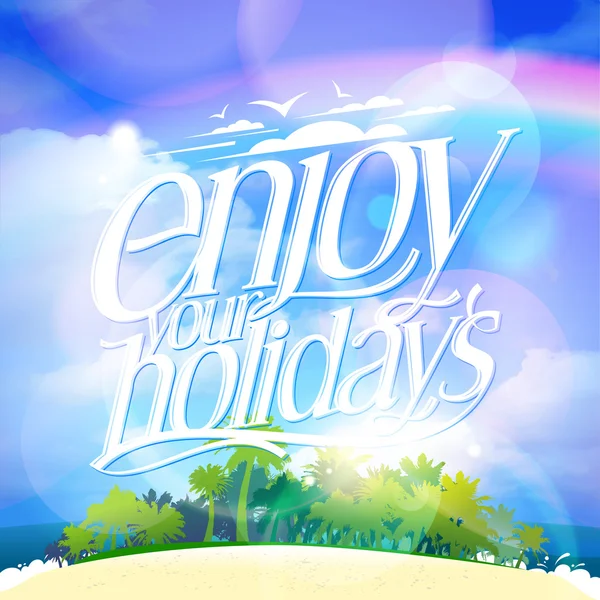 Aproveite o seu cartão de cotação feriados com ilha tropical —  Vetores de Stock