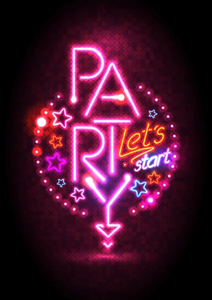 Leidenschaft rosa Neonlichter Party-Design — Stockvektor