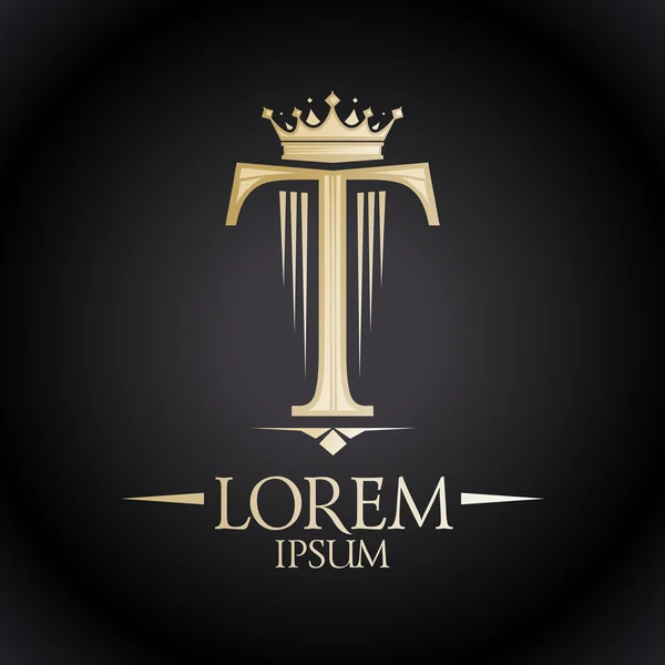 Golden royal T brev Logotypdesign — Stock vektor