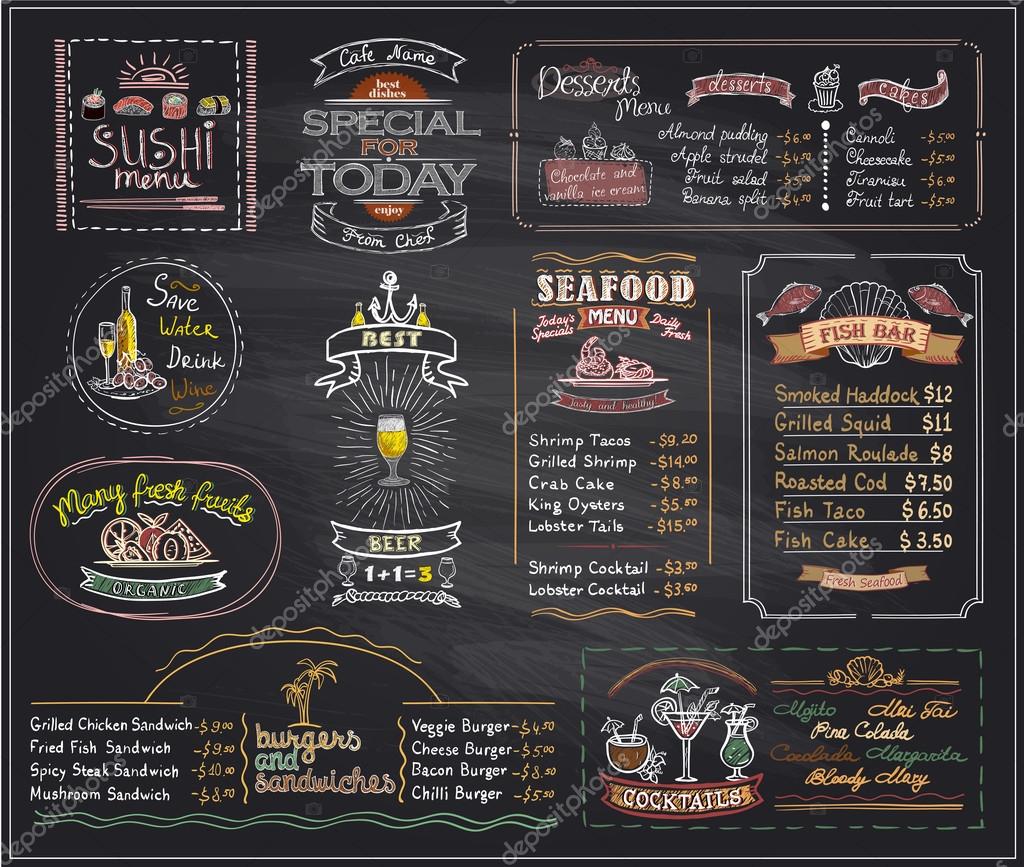 depositphotos_117093358 stock illustration chalk menu list blackboard designs