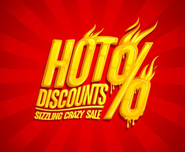 Hot discounts sale design, signal sale, honey text style — стоковый вектор