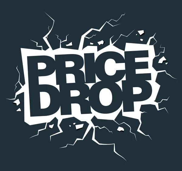 Preço Drop Vector Banner Venda Lettering Design Preto Branco Com — Vetor de Stock