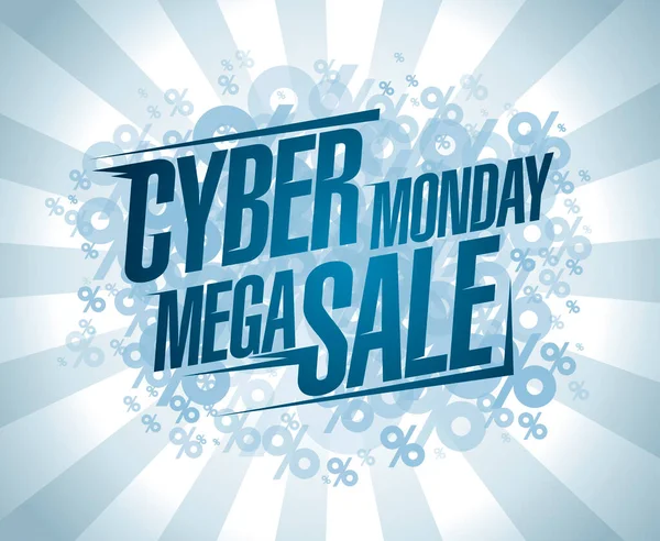 Cyber Monday Mega Sale Vektor Poster Attrappe — Stockvektor