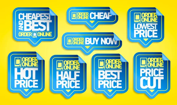 オンラインベクトルステッカーセットを注文 最も安いと最高の 今すぐ購入 価格をカットし 最高の価格 — ストックベクタ