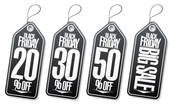 Black Friday Sale Vector Tags Set Big Sale — Stock Vector