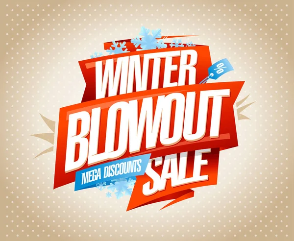 Winter Blowout Sale Mega Discounts Vector Banner Design Mockup — Stock Vector
