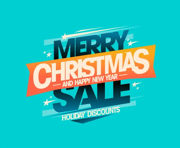 Merry Christmas Happy New Year Sale Holiday Discounts Vector Flyer — Stock Vector