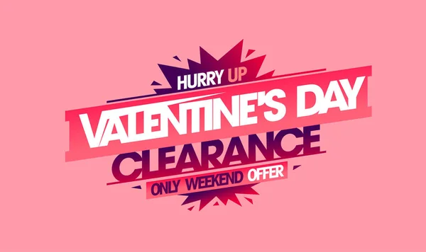 Valentine Day Clearance Offre Vacances Bannière Vectorielle Avec Ruban Rayons — Image vectorielle