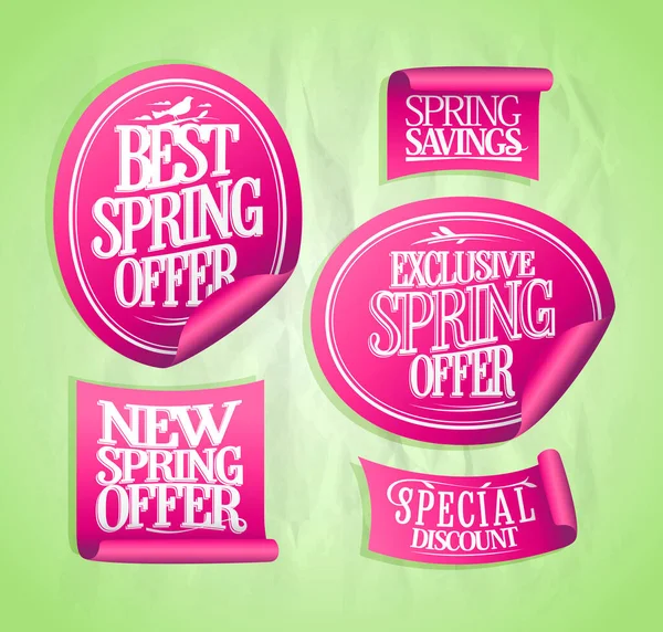 New Offer Best Offer Exclusive Spring Offer Spring Savings Special — Stock Vector