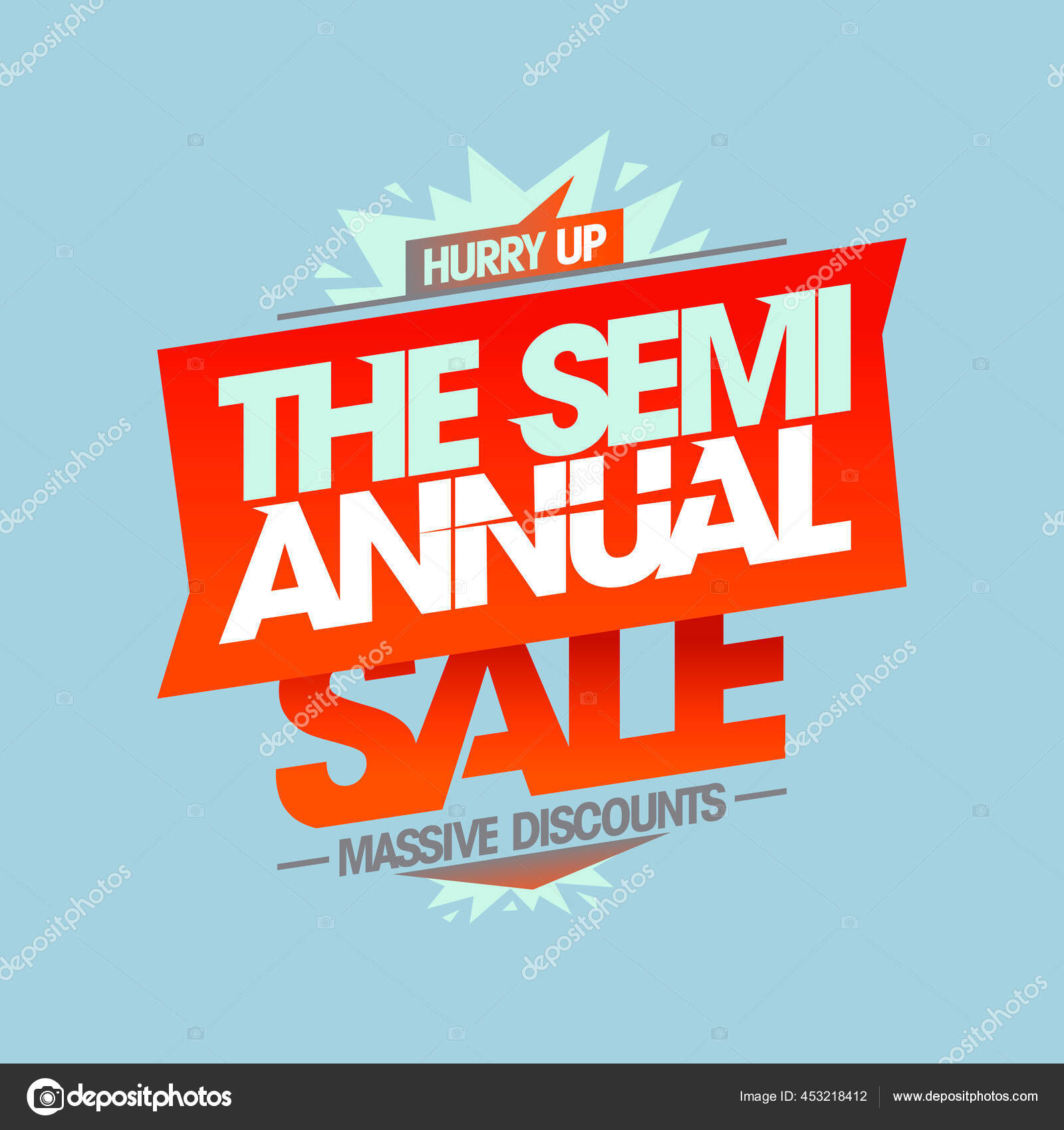 Semi Annual Sale Massive Discounts Vector Banner Mockup Stock Vector by