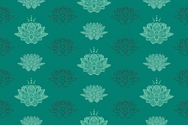 Lotus flowers seamless pattern, rasterized version