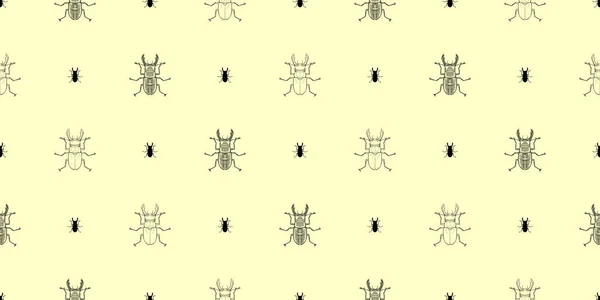 Stag Besouro Bug Padrão Gráfico Linha Sem Costura Versão Rasterizada — Fotografia de Stock