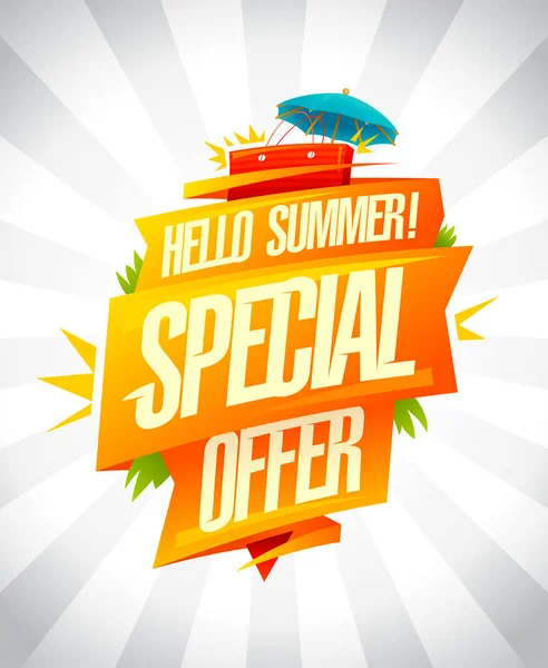 Special Summer Offer Sale Poster Hello Summer Seasonal Discounts Rasterized — Stock Photo, Image