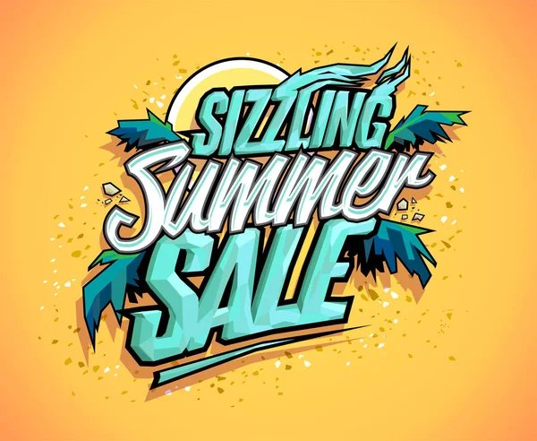 Sizzling Zomer Verkoop Vector Banner Warm Tropisch Ontwerp Concept Zon — Stockvector