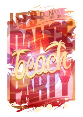 Plaj partisi davetiye vektör tasarım şablonu, tropik stil parti posteri