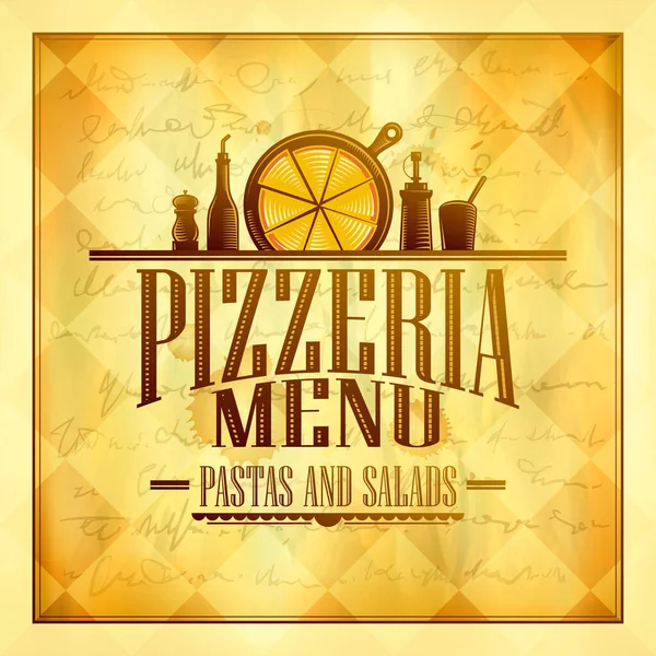 Pizzeria Menu Cover Design Vintage Style Vector Menu Template Μαχαιροπήρουνα — Διανυσματικό Αρχείο